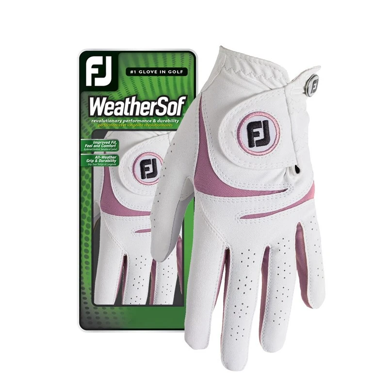FootJoy WeatherSof Ladies Golf Glove Left Hand White/Pink 2 FootJoy WeatherSof Ladies Golf Glove Left Hand White/Pink - Image 2