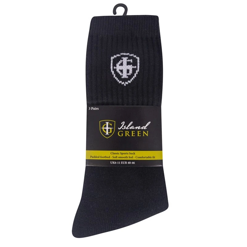 Island Green Essentials 3 Pack Socks Black/Charcoal/Navy 2 Island Green Essentials 3 Pack Socks Black/Charcoal/Navy - Image 2