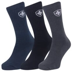 Island Green Essentials 3 Pack Socks Black/Charcoal/Navy