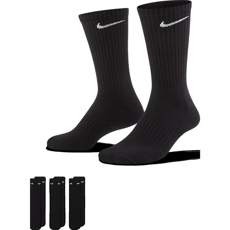 Nike Golf Everyday Cushioned Training Crew Socks 3 Pairs Black/White 1 Nike Golf Everyday Cushioned Training Crew Socks 3 Pairs Black/White