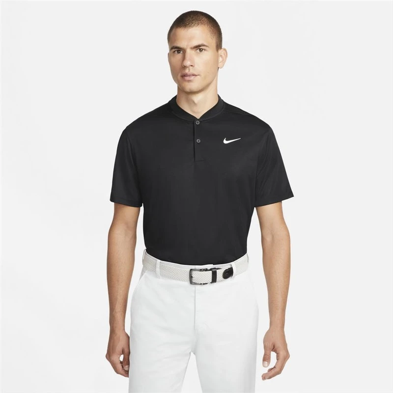Nike Golf Dri-FIT Victory Blade Collar Golf Polo Black/White 1 Nike Golf Dri-FIT Victory Blade Collar Golf Polo Black/White