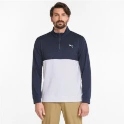 Puma Gamer Colorblock 1/4 Zip Golf Sweater Navy Blazer/Bright White From 5 Puma Gamer Colorblock 1/4 Zip Golf Sweater Navy Blazer/Bright White From -Golf Sales Store 38480 2