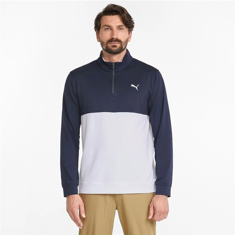 Puma Gamer Colorblock 1/4 Zip Golf Sweater Navy Blazer/Bright White From 3 Puma Gamer Colorblock 1/4 Zip Golf Sweater Navy Blazer/Bright White From - Image 3
