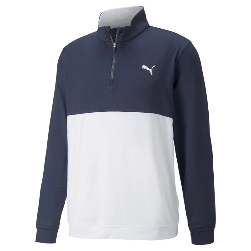 Puma Gamer Colorblock 1/4 Zip Golf Sweater Navy Blazer/Bright White From 1 Puma Gamer Colorblock 1/4 Zip Golf Sweater Navy Blazer/Bright White From
