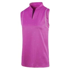 Island Green Ladies Diamond Print Sleeveless Polo Shirt Orchid 7 Island Green Ladies Diamond Print Sleeveless Polo Shirt Orchid -Golf Sales Store 39436 3
