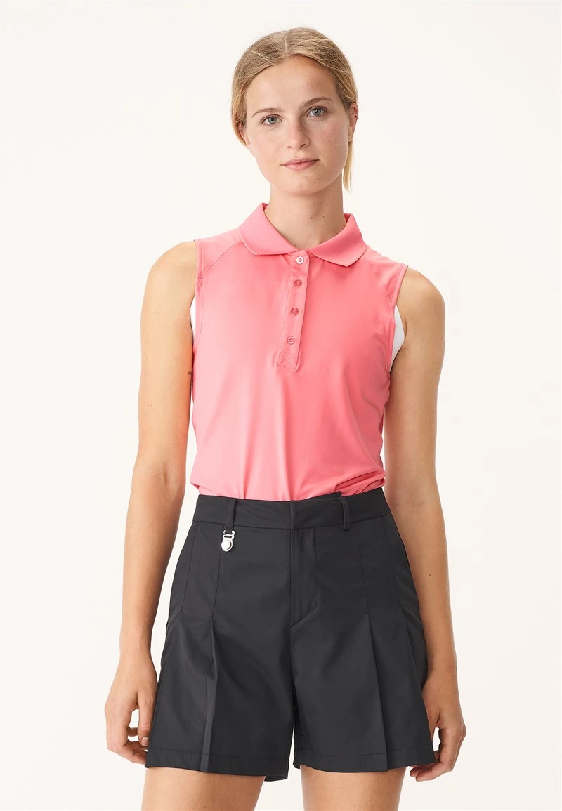 Rohnisch Rumi Sleeveles Polo Shirt Rose 2 Rohnisch Rumi Sleeveles Polo Shirt Rose - Image 2