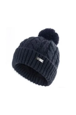 Island Green Ladies Knitted Bobble Hat Navy  