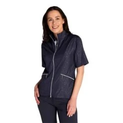 Green Lamb Ladies Kea Half Sleeve Jacquard Windbreaker Navy   -Golf Sales Store 41271 2