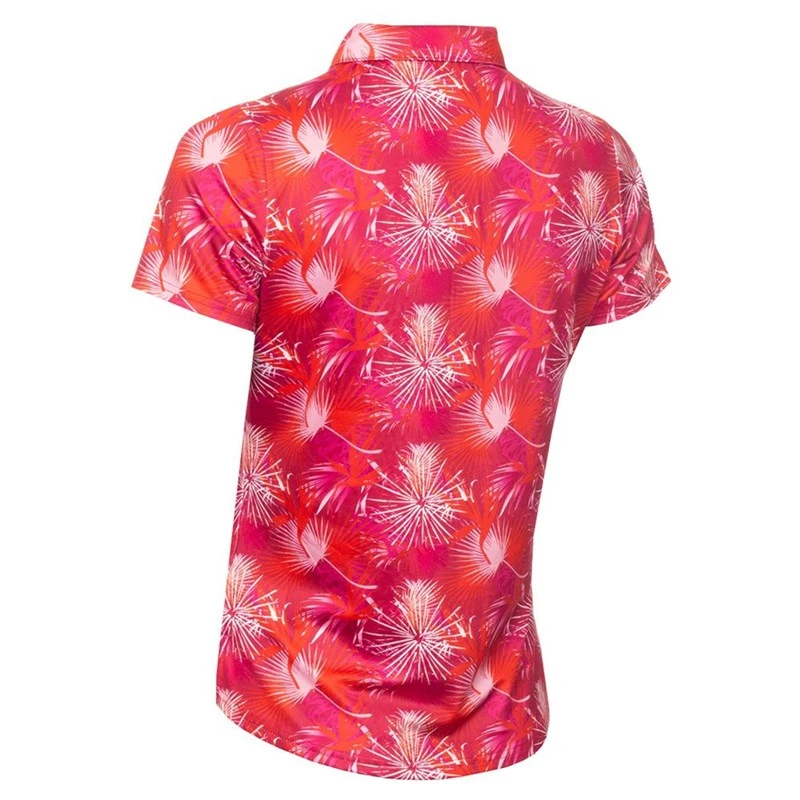 Green Lamb Ladies Katia Print Golf Polo Shirt Paradise 2 Green Lamb Ladies Katia Print Golf Polo Shirt Paradise - Image 2