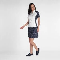 Green Lamb Ladies Katie Zip Neck Printed Polo White/Night Sky   -Golf Sales Store 41278 2