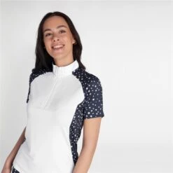 Green Lamb Ladies Katie Zip Neck Printed Polo White/Night Sky   -Golf Sales Store 41278 3