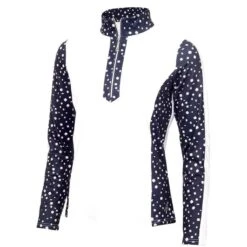 Green Lamb Ladies Kaz Long Sleeve Raglan Print Zip Neck Top White Nightsky  