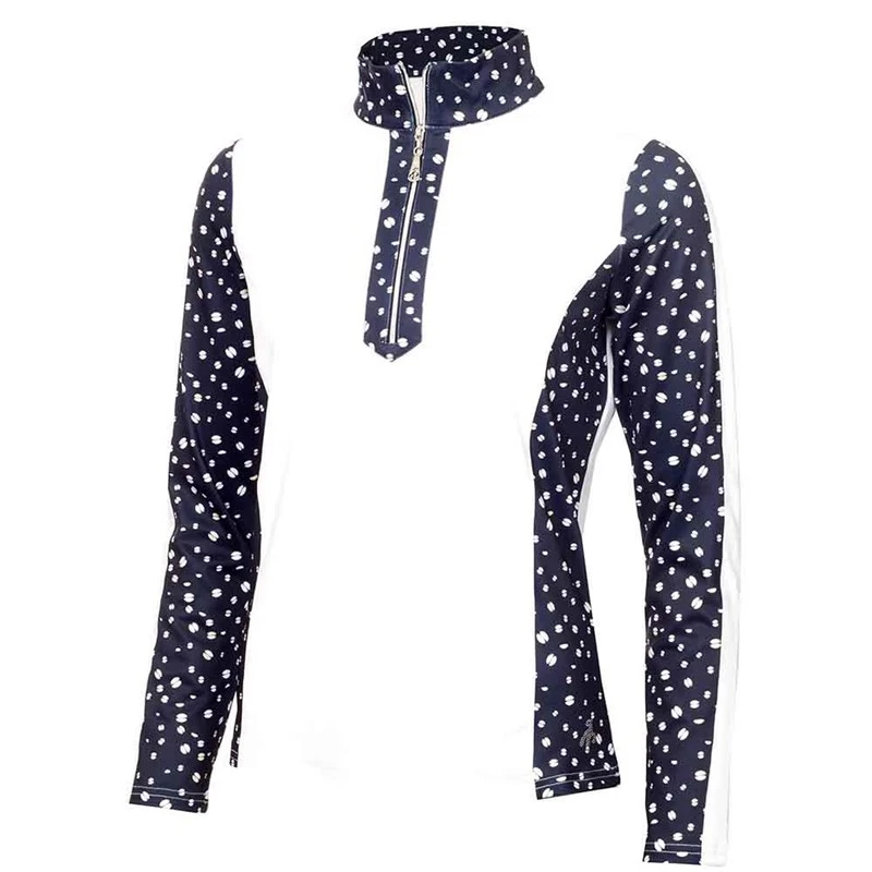 Green Lamb Ladies Kaz Long Sleeve Raglan Print Zip Neck Top White Nightsky 1 Green Lamb Ladies Kaz Long Sleeve Raglan Print Zip Neck Top White Nightsky