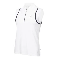 Calvin Klein Golf Ladies Cedar Sleeveless Polo Shirt White/Navy  