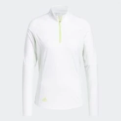 Adidas Ladies HEAT.RDY Mock Long Sleeve Polo Shirt White  
