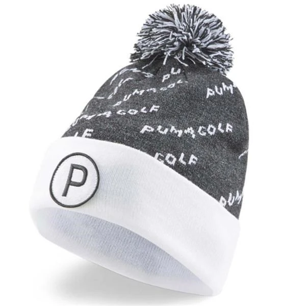 Puma P Removable Pom Beanie Black/White 1 Puma P Removable Pom Beanie Black/White