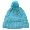 Green Lamb Imogen Fleece Lined Cable Ladies Hat With Pom Pom Scuba Blue  