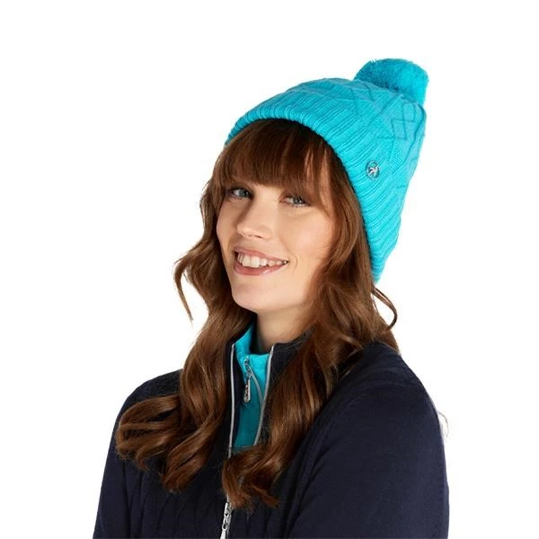 Green Lamb Imogen Fleece Lined Cable Ladies Hat With Pom Pom Scuba Blue 3 Green Lamb Imogen Fleece Lined Cable Ladies Hat With Pom Pom Scuba Blue - Image 3