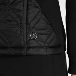 Green Lamb Gerry Quilted Ladies Jacket With Stretch Side Black   -Golf Sales Store 42274 2