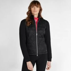Green Lamb Gerry Quilted Ladies Jacket With Stretch Side Black  