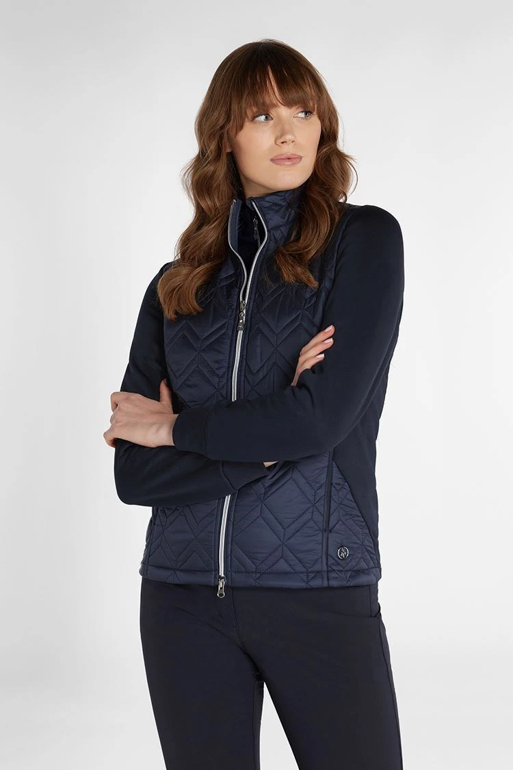 Green Lamb Gerry Quilted Ladies Jacket With Stretch Side Navy 2 Green Lamb Gerry Quilted Ladies Jacket With Stretch Side Navy - Image 2