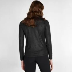 Green Lamb Kennedy Snakeskin Zip Neck Ladies Top Black 6 Green Lamb Kennedy Snakeskin Zip Neck Ladies Top Black -Golf Sales Store 42278 2