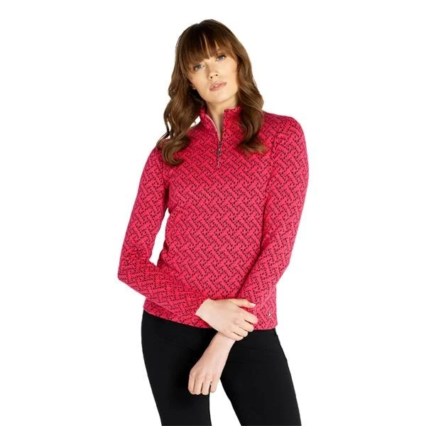 Green Lamb Kenza Zip Neck Jacquard Ladies Top Deep Pink 3 Green Lamb Kenza Zip Neck Jacquard Ladies Top Deep Pink - Image 3