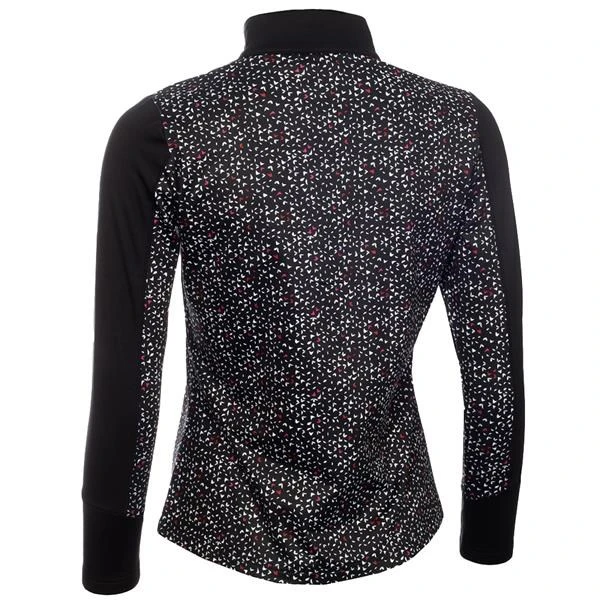 Green Lamb Khole Printed Zip Neck Ladies Top Petal Black 2 Green Lamb Khole Printed Zip Neck Ladies Top Petal Black - Image 2