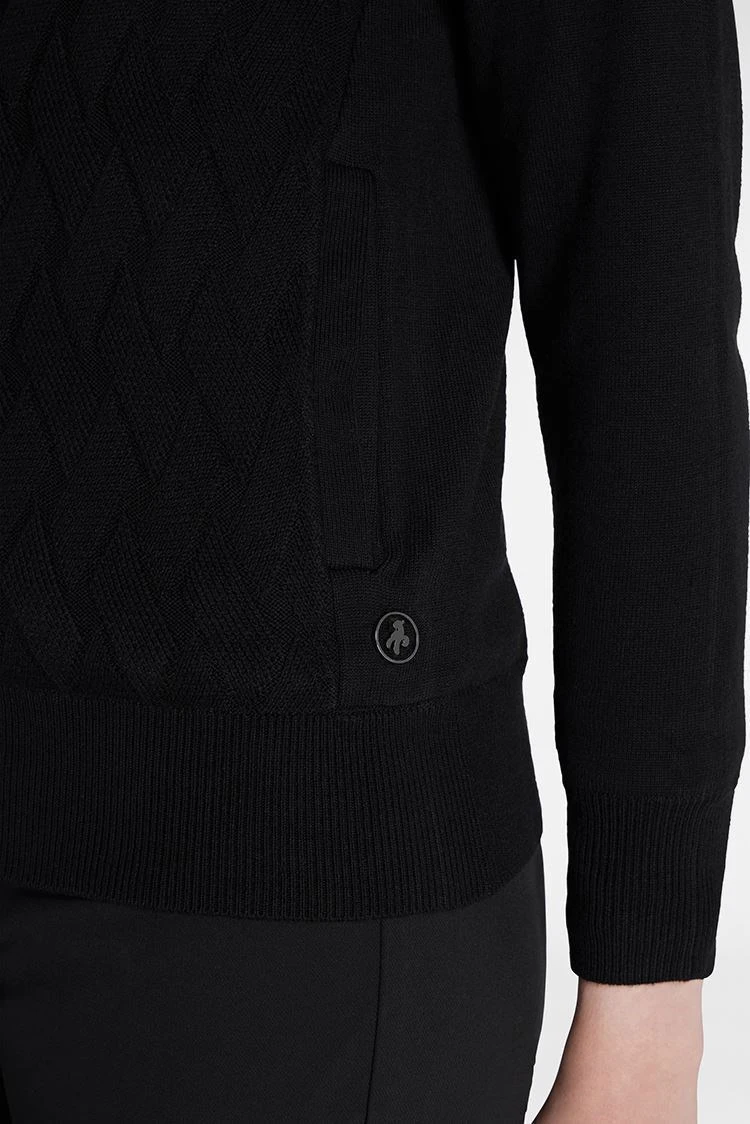 Green Lamb Kim Lined Ladies Cardigan With Textured Front Black 3 Green Lamb Kim Lined Ladies Cardigan With Textured Front Black - Image 3