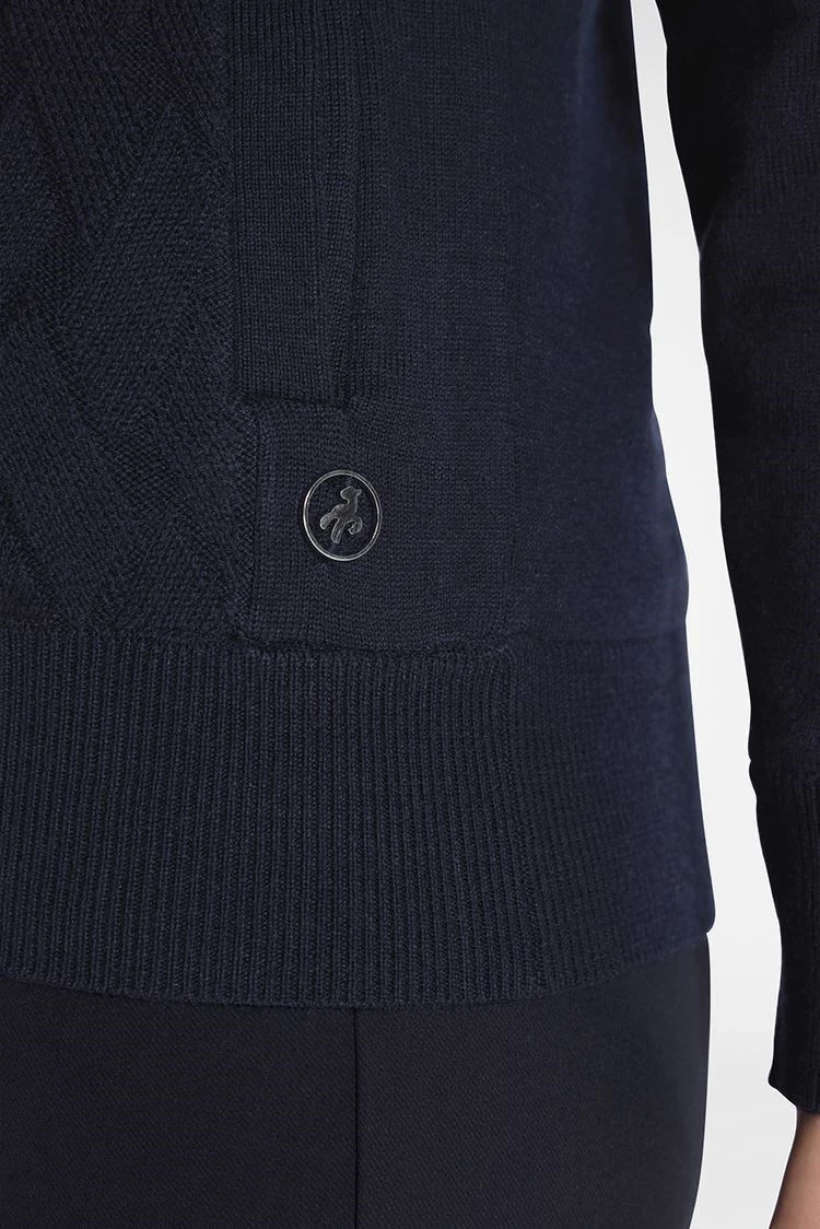 Green Lamb Kim Lined Ladies Cardigan With Textured Front Navy 3 Green Lamb Kim Lined Ladies Cardigan With Textured Front Navy - Image 3