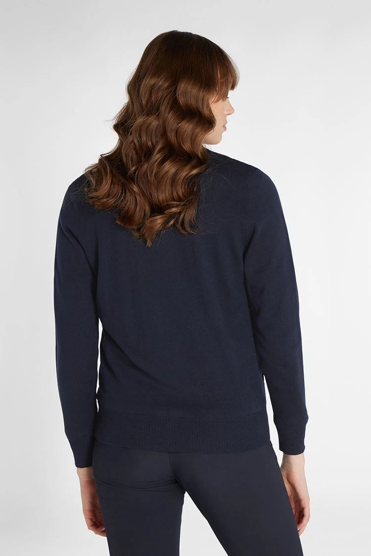 Green Lamb Kim Lined Ladies Cardigan With Textured Front Navy 4 Green Lamb Kim Lined Ladies Cardigan With Textured Front Navy - Image 4