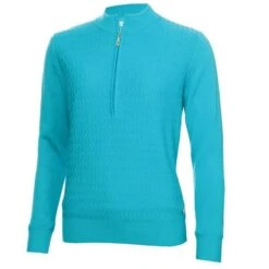 Green Lamb Kristian Lined Zip Neck Ladies Sweater Scuba Blue  