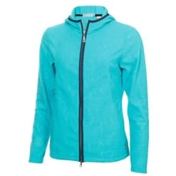 Green Lamb Megan Debossed Fleece Hooded Ladies Jacket Scuba Blue