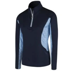 Island Green Ladies Animal Print Panel Top Layer Navy Blue Â