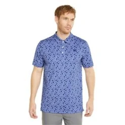 Puma Mattr Beach Trip Mens Polo Shirt Lavendar Pop-Blazing Blue   -Golf Sales Store 42317 2