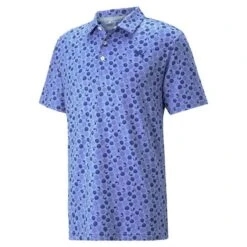 Puma Mattr Beach Trip Mens Polo Shirt Lavendar Pop-Blazing Blue