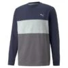 Puma Cloudspun Colorblock Mens Crewneck Sweater Navy Blazer Heather  