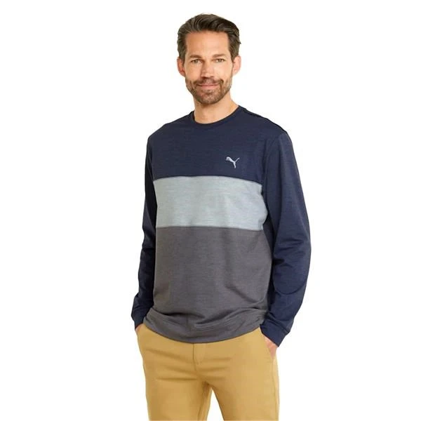 Puma Cloudspun Colorblock Mens Crewneck Sweater Navy Blazer Heather 3 Puma Cloudspun Colorblock Mens Crewneck Sweater Navy Blazer Heather - Image 3