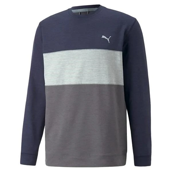 Puma Cloudspun Colorblock Mens Crewneck Sweater Navy Blazer Heather 1 Puma Cloudspun Colorblock Mens Crewneck Sweater Navy Blazer Heather