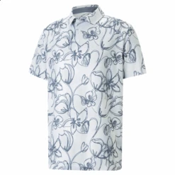 Puma Cloudspun Stems Mens Polo Bright White-Evening Sky