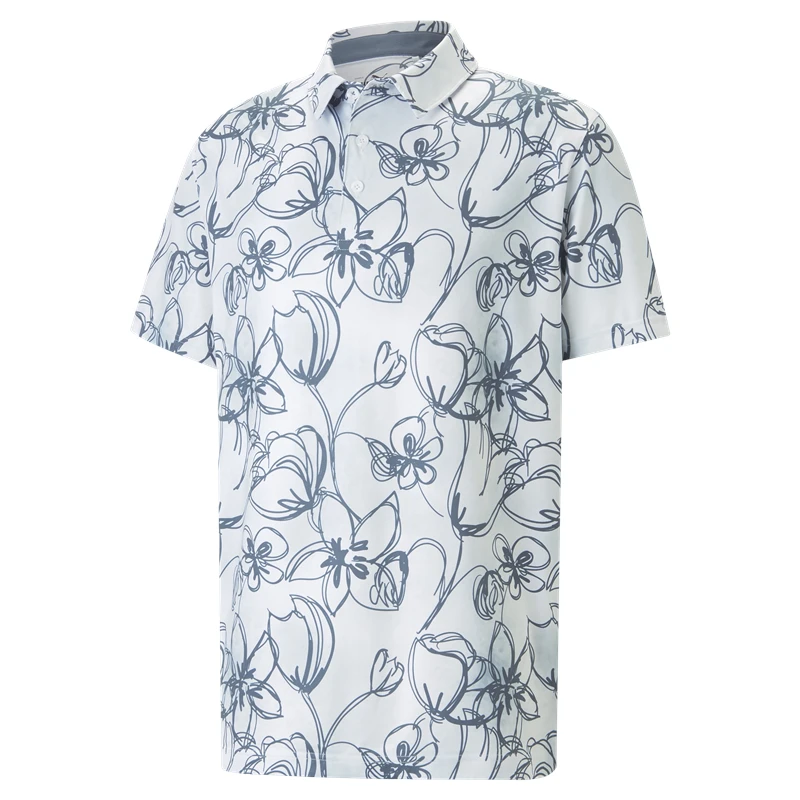 Puma Cloudspun Stems Mens Polo Bright White-Evening Sky 1 Puma Cloudspun Stems Mens Polo Bright White-Evening Sky