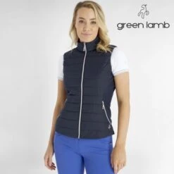 Green Lamb Maria Quilted Ladies Golf Gilet With Stretch Back Navy Â