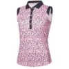 Green Lamb Marie Printed Sleeveless Ladies Golf Polo Sepal Print  