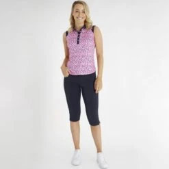 Green Lamb Marie Printed Sleeveless Ladies Golf Polo Sepal Print   -Golf Sales Store 43309 3