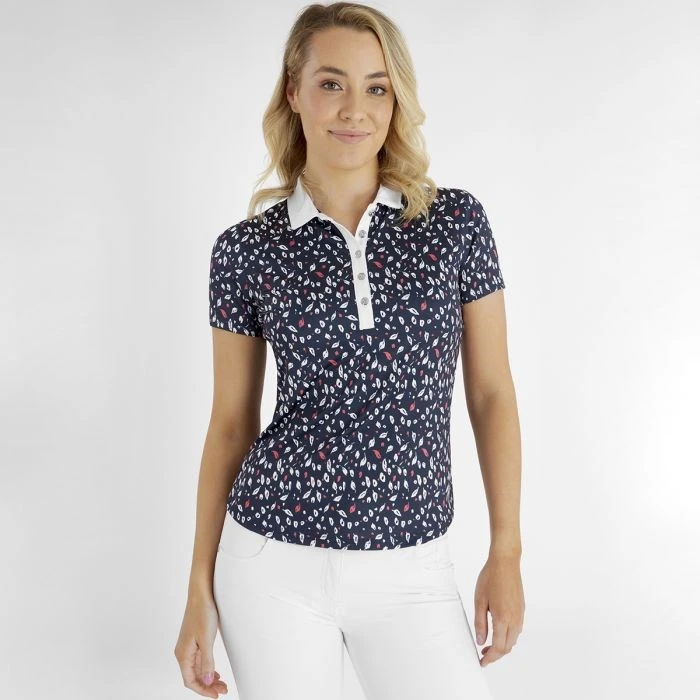 Green Lamb Melanie Printed Ladies Golf Polo Leaf Print 2 Green Lamb Melanie Printed Ladies Golf Polo Leaf Print - Image 2