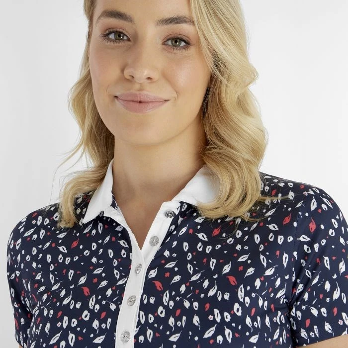 Green Lamb Melanie Printed Ladies Golf Polo Leaf Print 4 Green Lamb Melanie Printed Ladies Golf Polo Leaf Print - Image 4