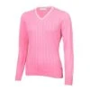 Green Lamb Madison Cable Ladies V-Neck Golf Sweater Candy  