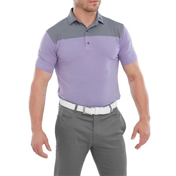 FootJoy End-On-End Block Polo Shirt White/Violet/Black 3 FootJoy End-On-End Block Polo Shirt White/Violet/Black - Image 3