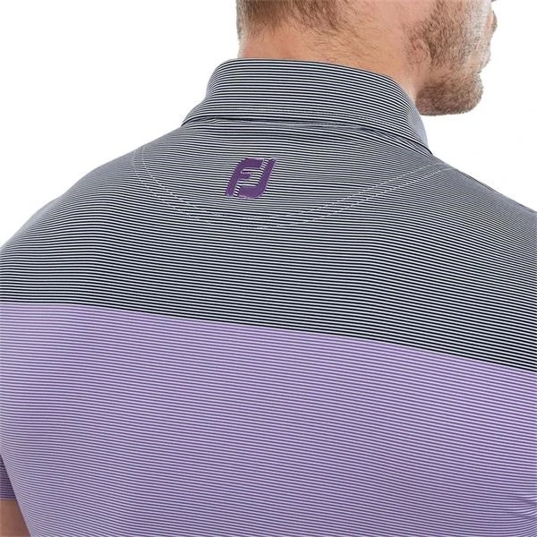 FootJoy End-On-End Block Polo Shirt White/Violet/Black 5 FootJoy End-On-End Block Polo Shirt White/Violet/Black - Image 5