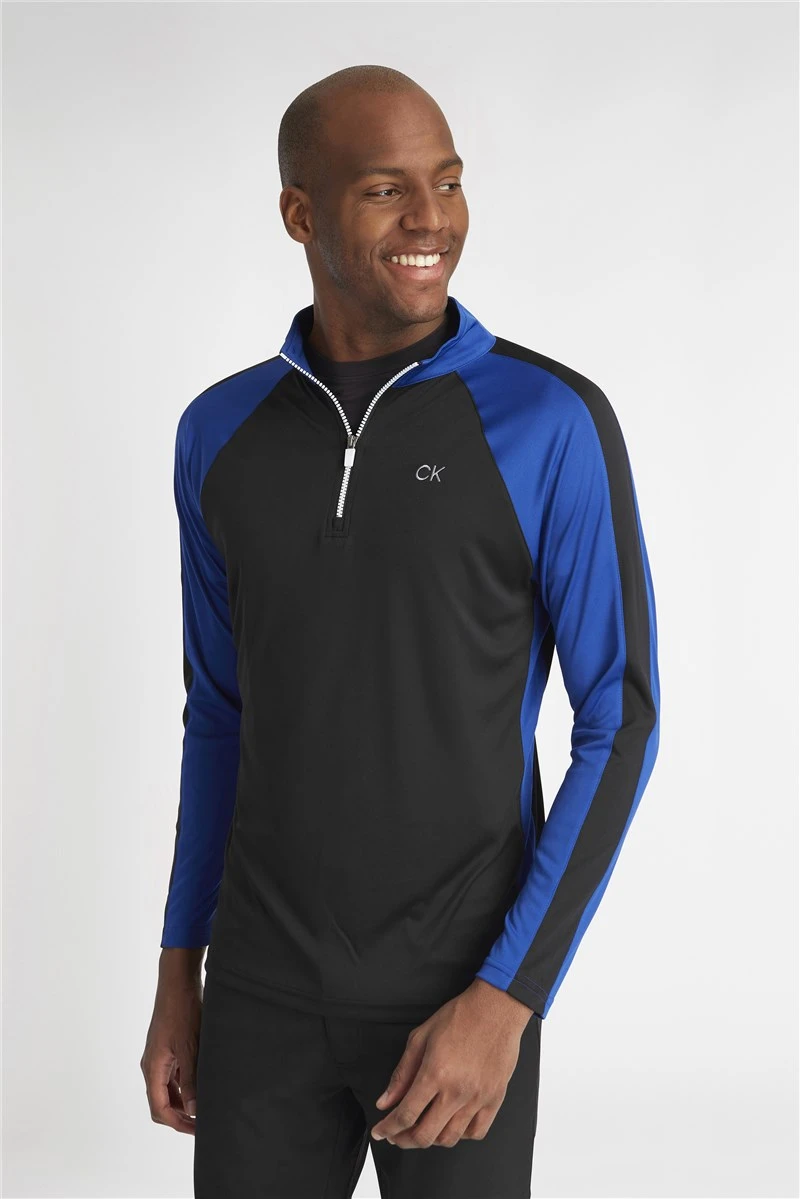 Calvin Klein Golf Drive 1/4 Zip Mens Golf Sweater Black/Cobalt 3 Calvin Klein Golf Drive 1/4 Zip Mens Golf Sweater Black/Cobalt - Image 3